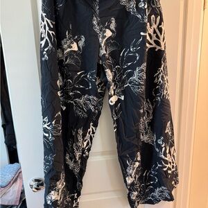 a new day Black and White Coral Print Wide Leg Pants
